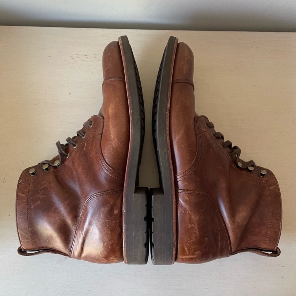 J. Crew Kenton Brown Tobacco Leather Cap Toe Men's Boots - Picture 10 of 13